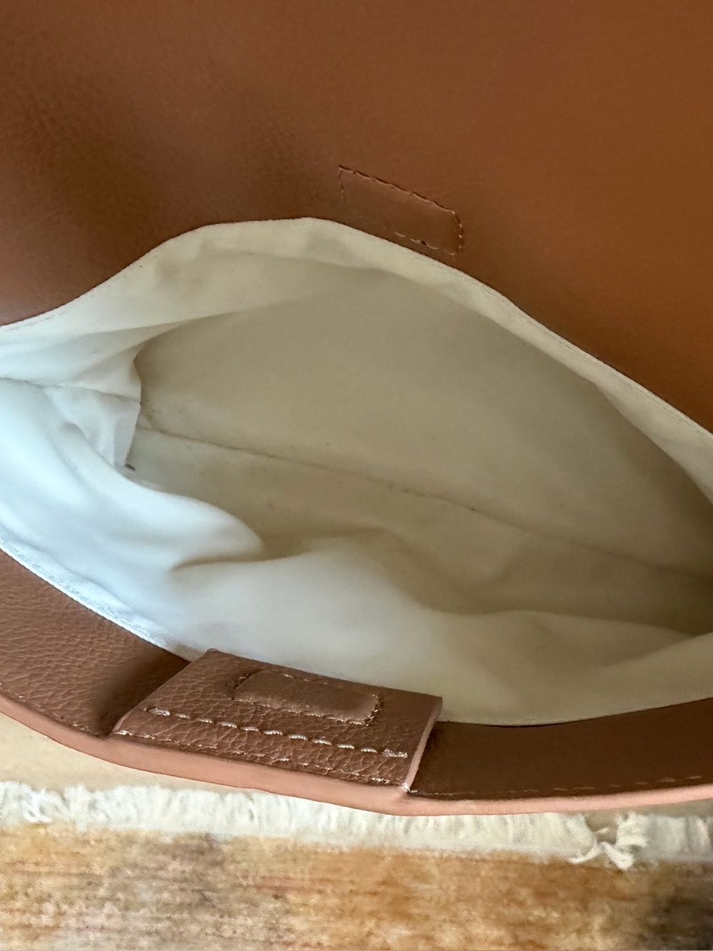 Mina Baie Harper Leather Midi Backpack Bag Tan Shoulder Strap - Picture 7 of 12